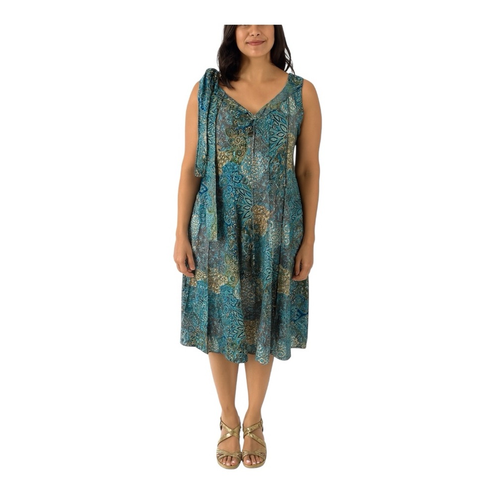 PERSEPTION CONCEPT Womens Size Large Boho Tie Straps Sleeveless Tank Dress